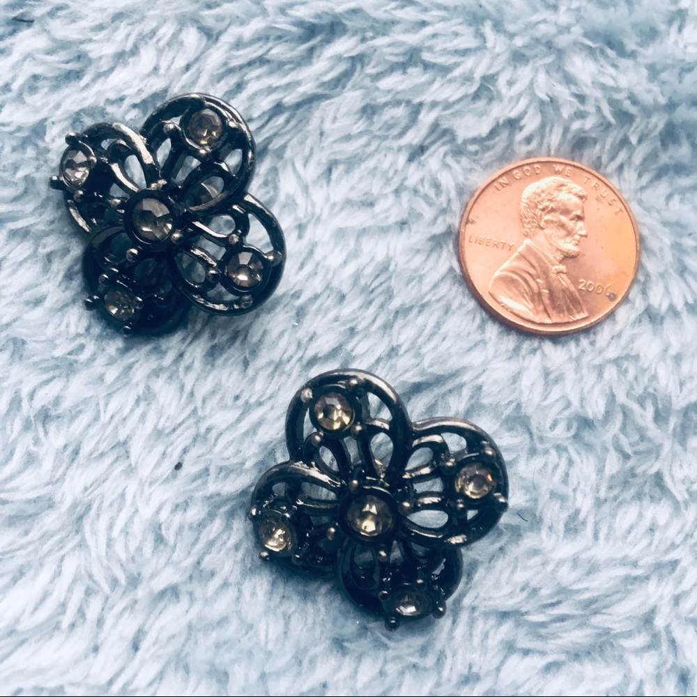 BOGO! Ann Klein black n zirconia flower earrings